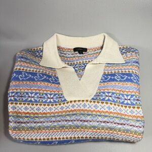 J. Crew Cream Multicolored Fair Isle Johnny Collar Sweater